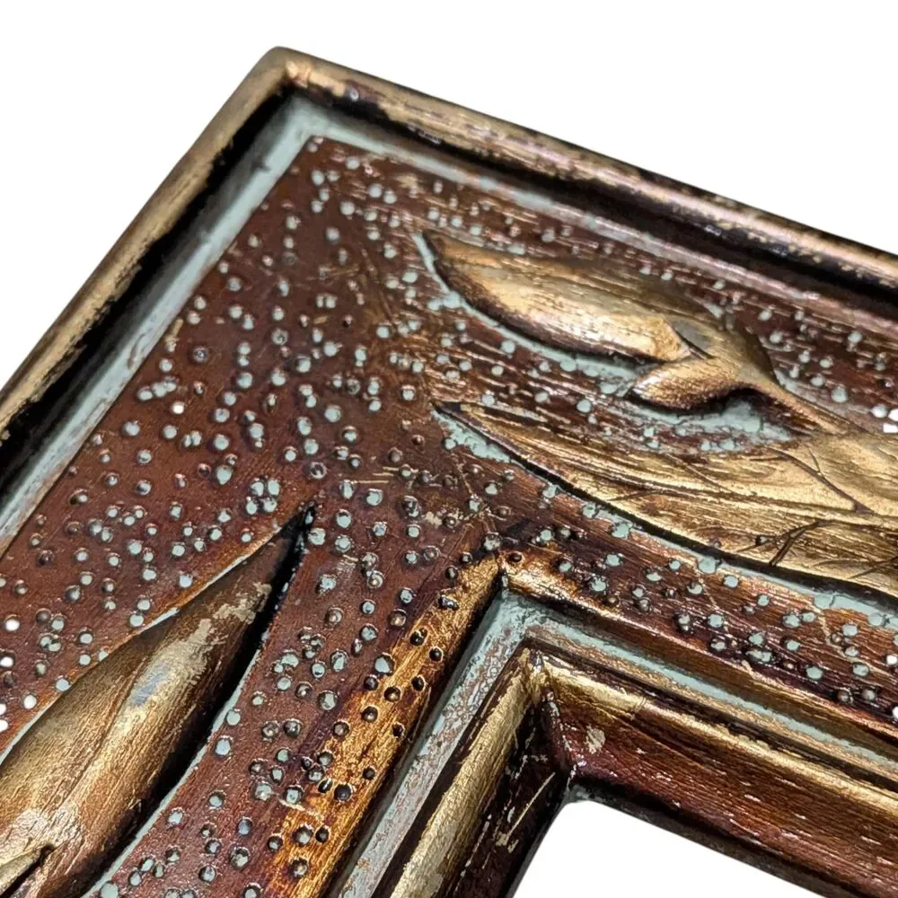 Vintage Ornate Floral Carved Gilt Picture Frame Gold Baroque 5x7 Wall Decor